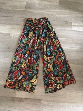 Gracia Multicolor Paisley Wide-Leg Palazzo Pants